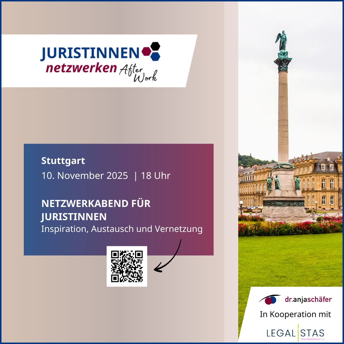 Juristinnen netzwerken After Work am 10.11.2025 in Stuttgart